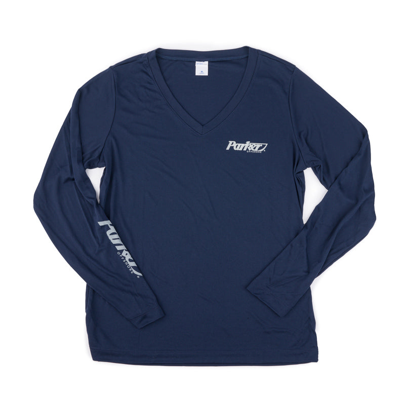 Women's Attain LS V-Neck Tee - Navy